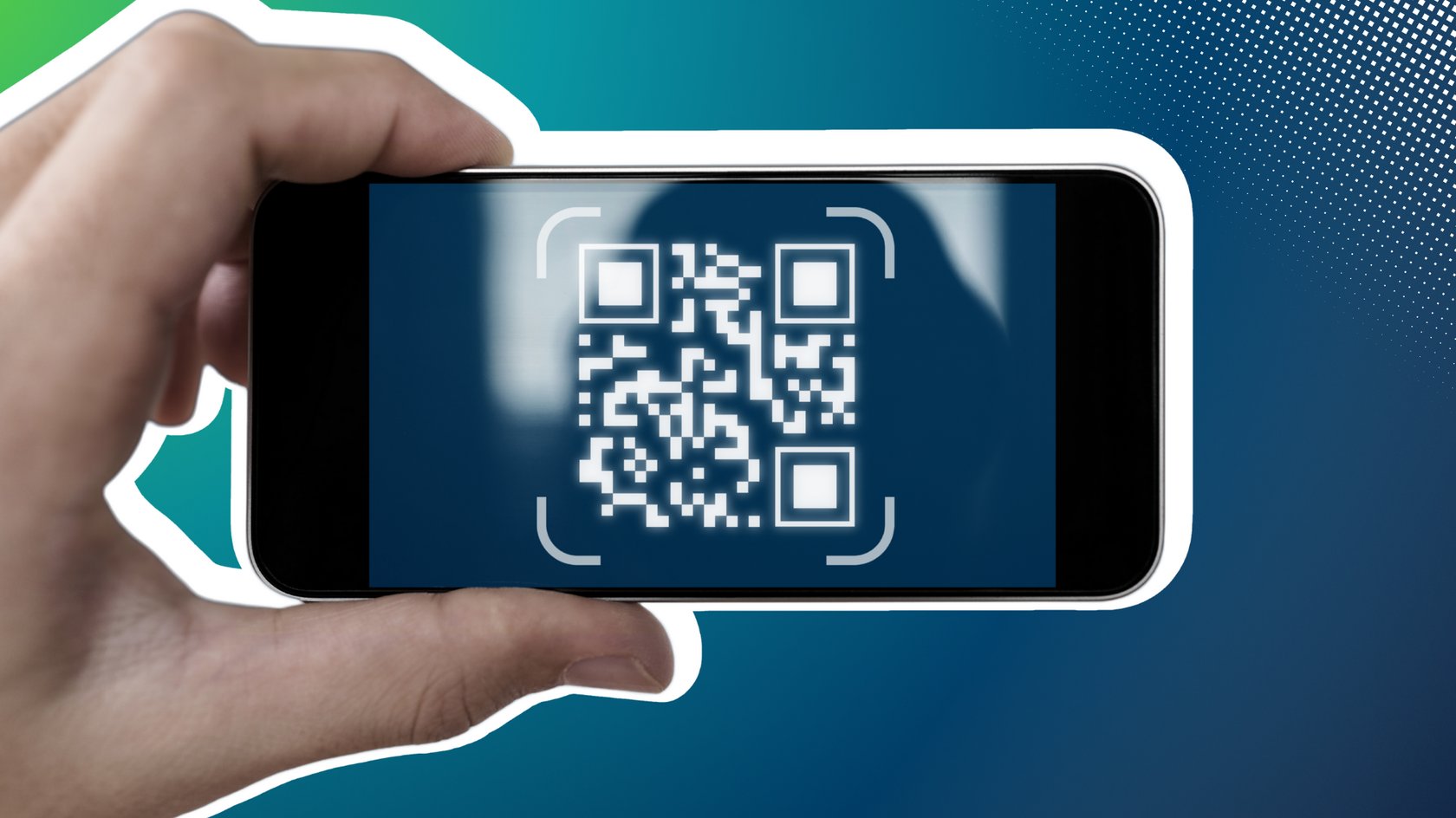 QR-Code auf einem Handy-Bildschirm QR-Code auf einem Handy-Bildschirm
