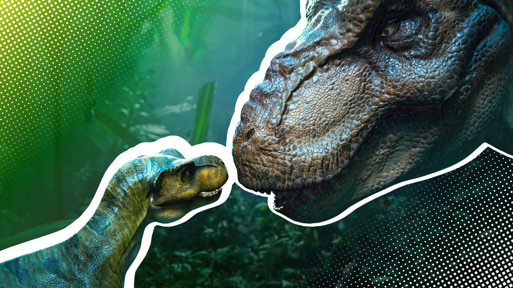 Zwei Dinosaurier Elternteil und Nachwuchs aus Jurassic World Evolution 3 Zwei Dinosaurier Elternteil und Nachwuchs aus Jurassic World Evolution 3