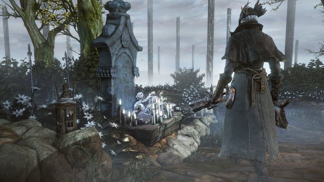Der Jäger von Bloodborne in der Hub-Welt. Der Jäger von Bloodborne in der Hub-Welt.