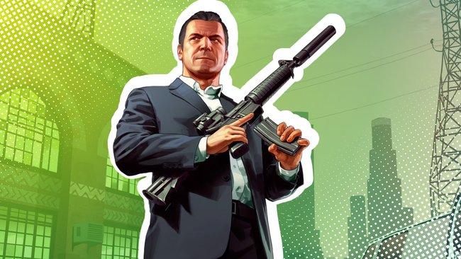 Michael aus GTA 5 vor einem Fabrikgebäude. Michael aus GTA 5 vor einem Fabrikgebäude.
