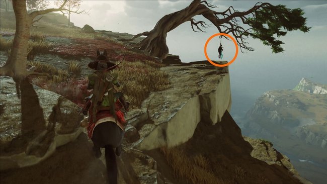 Schießt die Leiche mit der Glocke vom Baum hinunter, damit ihr sie einsammeln könnt. Schießt die Leiche mit der Glocke vom Baum hinunter, damit ihr sie einsammeln könnt.