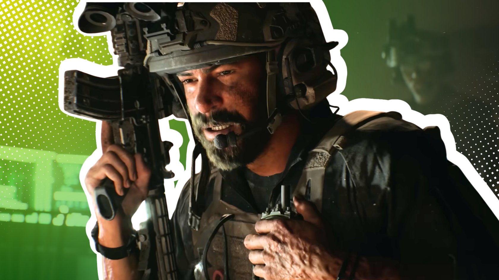 Soldat aus Battlefield 6 mit Gewehr in der Hand vor einem grünen Hintergrund. Soldat aus Battlefield 6 mit Gewehr in der Hand vor einem grünen Hintergrund.