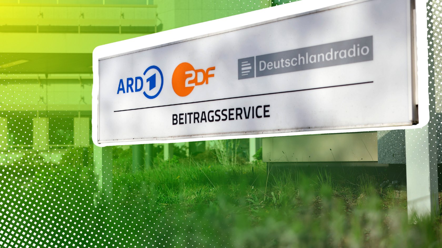 Schild mit Logos von ARD, ZDF und Deutschlandradio Schild mit Logos von ARD, ZDF und Deutschlandradio