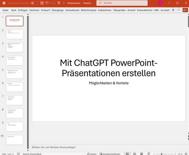 PowerPoint öffnet die Präsentation von ChatGPT PowerPoint öffnet die Präsentation von ChatGPT