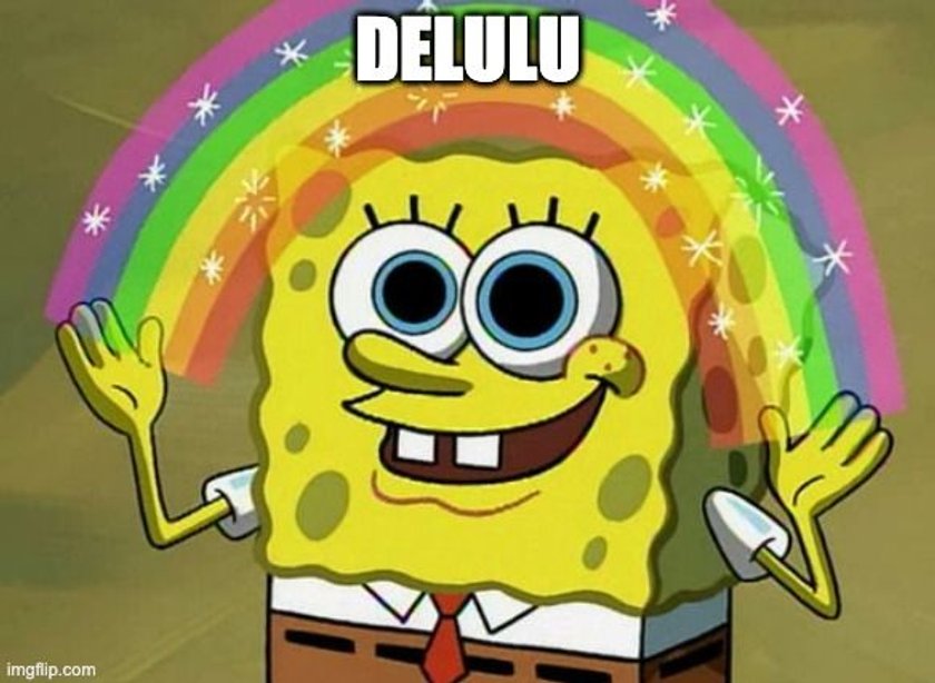 Delulu Meme Spongebob mit Regenbogen Delulu Meme Spongebob mit Regenbogen