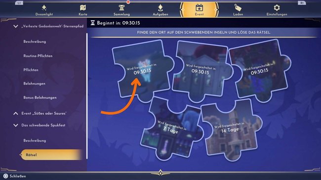 Rätsel-Termine für das Halloween-Event Das schwebende Spukschloss in Disney Dreamlight Valley 2025 Rätsel-Termine für das Halloween-Event Das schwebende Spukschloss in Disney Dreamlight Valley 2025