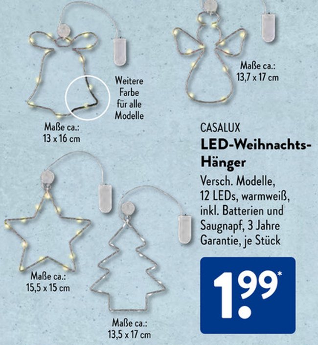 Screenshot aus dem Aldi-Süd-Prospekt, der Weihnachts-Deko in Form von einer Glocke, eines Engels, eines Sterns und eines Weihnachtbaums zeigt. Screenshot aus dem Aldi-Süd-Prospekt, der Weihnachts-Deko in Form von einer Glocke, eines Engels, eines Sterns und eines Weihnachtbaums zeigt.