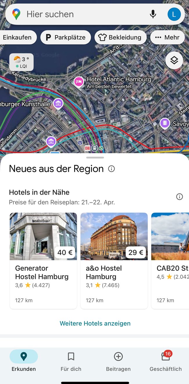 Unten links könnt ihr die Erkunden-Funktion auswählen. Unten links könnt ihr die Erkunden-Funktion auswählen.