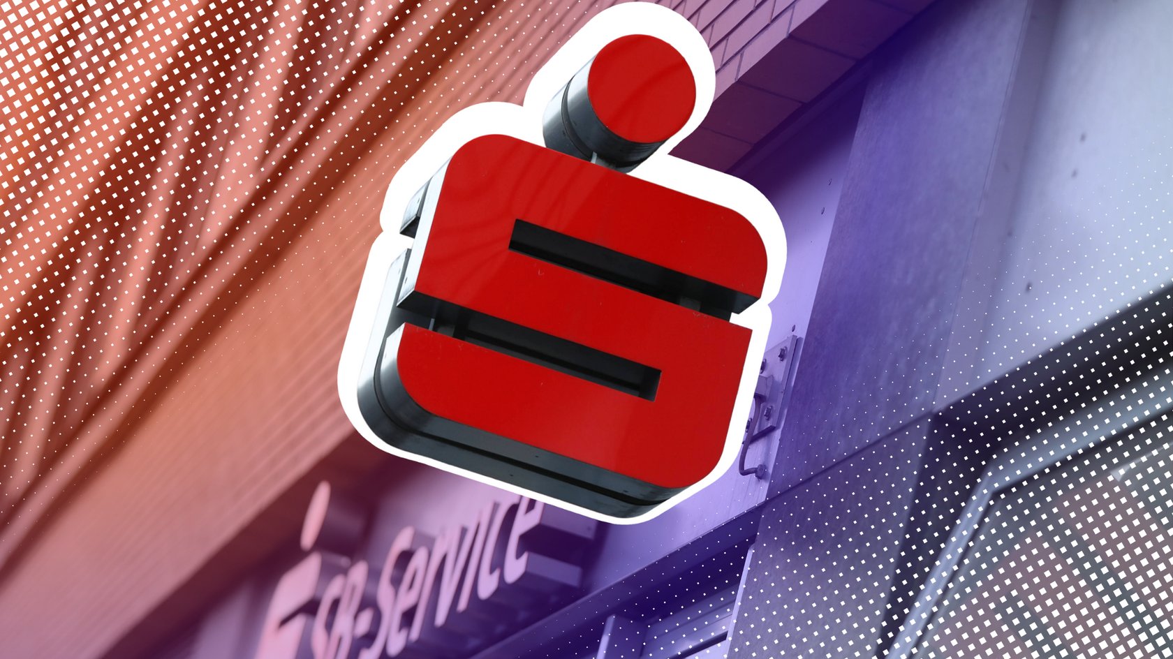 Das Sparkassen-Logo an einer Hauswand. Das Sparkassen-Logo an einer Hauswand.