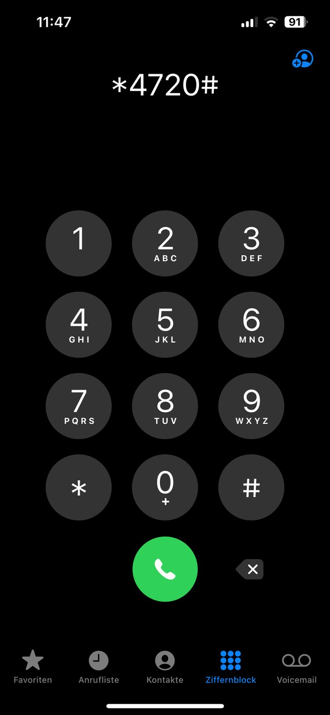 Der Code für den Half-Rate-Modus im iPhone. Der Code für den Half-Rate-Modus im iPhone.