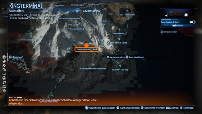 Fundort der Einrichtung Verteilerzentrum F7 Nord auf der Karte von Death Stranding 2 Fundort der Einrichtung Verteilerzentrum F7 Nord auf der Karte von Death Stranding 2