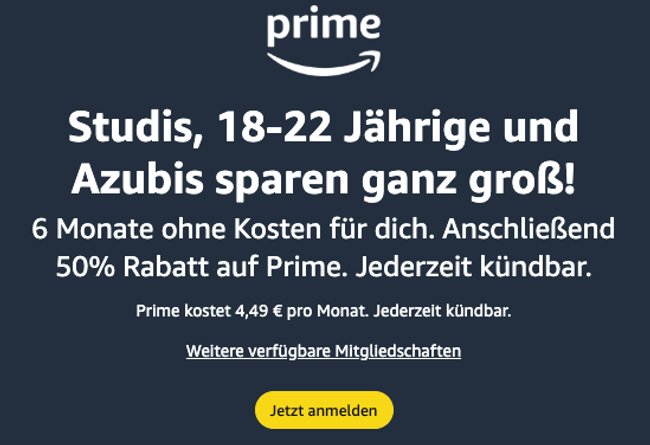 Amazon Prime Junge Erwachsene Konditionen Screenshot Amazon Amazon Prime Junge Erwachsene Konditionen Screenshot Amazon