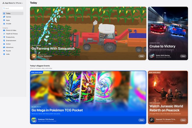 Apples App-Laden im Browser. Apples App-Laden im Browser.