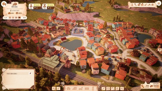 Kleine Stadt an einem See aus dem Spiel Town to City Kleine Stadt an einem See aus dem Spiel Town to City