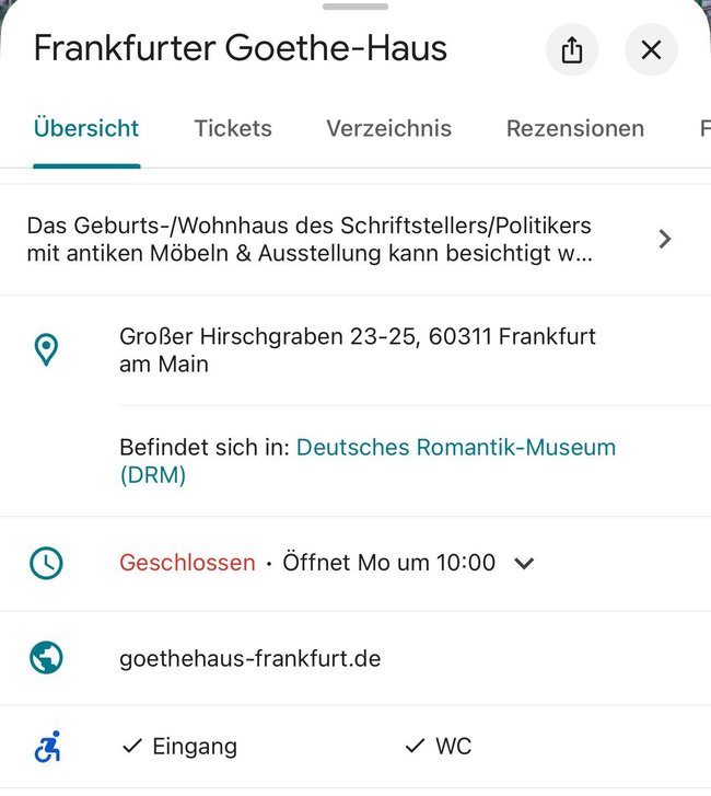 Beispiel aus Google Maps mit dem Barrierefrei-Symbol. Beispiel aus Google Maps mit dem Barrierefrei-Symbol.