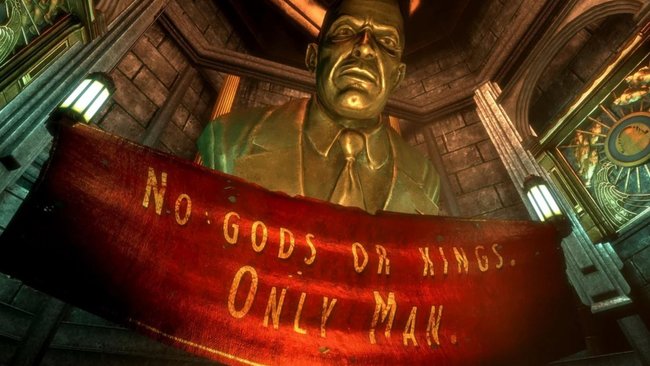 Statue mit Zitat aus Bioshock. Statue mit Zitat aus Bioshock.