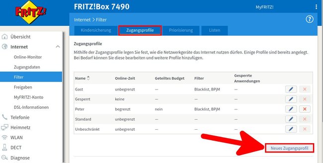 Zugangsprofile bieten individuelle Internetregelungen. Zugangsprofile bieten individuelle Internetregelungen.