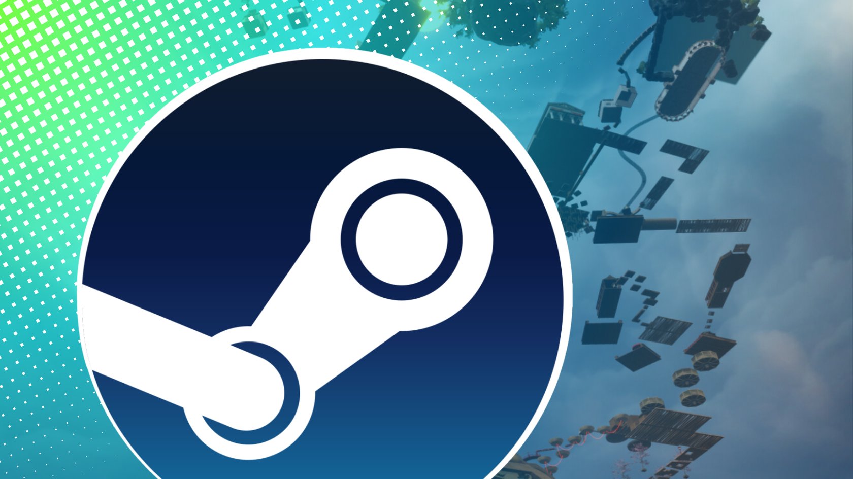 Steam-Logo vor einem Screenshot aus Chained Together, der fliegende Objekte im Himmel zeigt. Steam-Logo vor einem Screenshot aus Chained Together, der fliegende Objekte im Himmel zeigt.