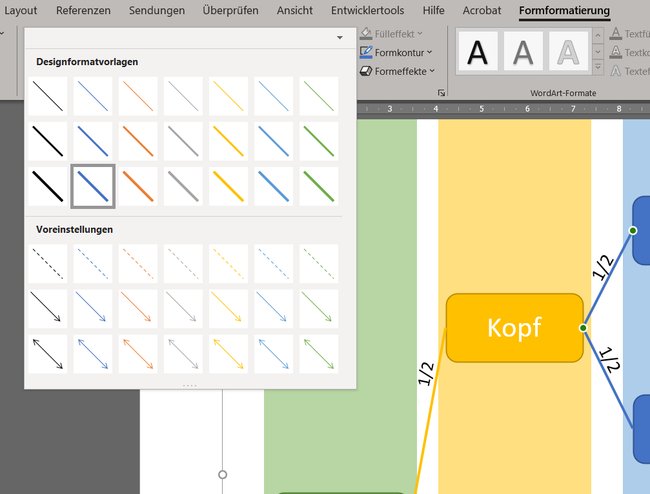 Linienform und Farben formatieren