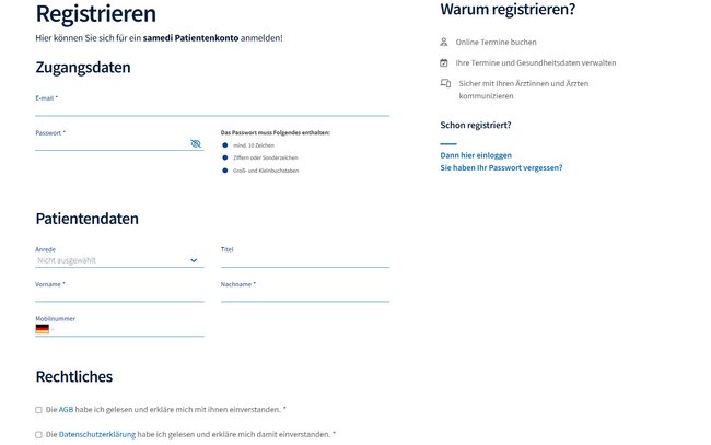 Die Online-Registrierung von Samedi dauert nur wenige Minuten Die Online-Registrierung von Samedi dauert nur wenige Minuten