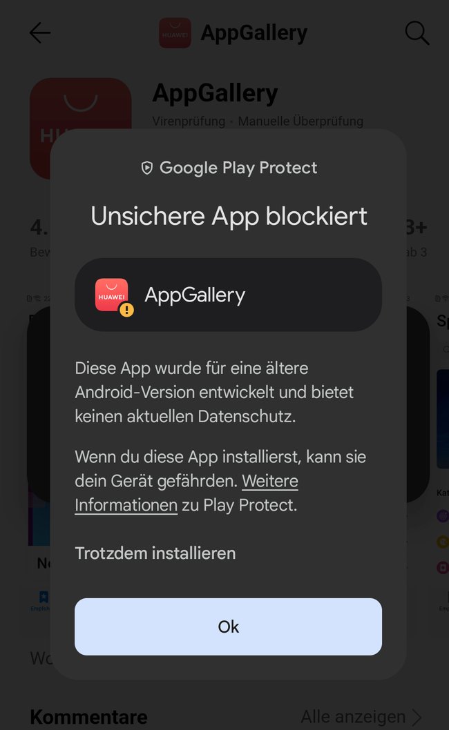 AppGallery Unsichere App blockiert GIGA-Screenshot AppGallery Unsichere App blockiert GIGA-Screenshot
