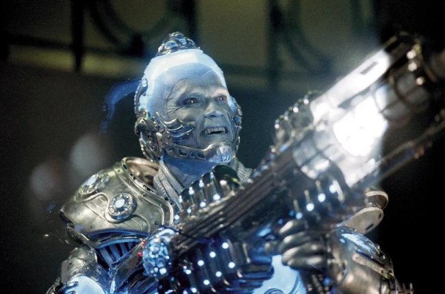 Arnold Schwarzenegger als eiskalter Bösewicht Mr. Freeze. Arnold Schwarzenegger als eiskalter Bösewicht Mr. Freeze.