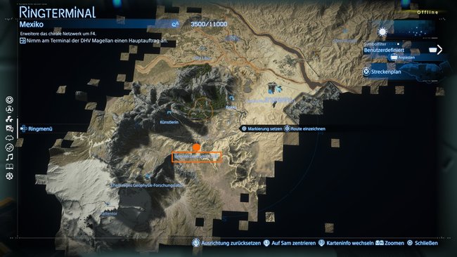 Fundort der Einrichtung Verteilerzentrum C1 Süd, Benjamin Rivera auf der Karte von Death Stranding 2 Fundort der Einrichtung Verteilerzentrum C1 Süd, Benjamin Rivera auf der Karte von Death Stranding 2