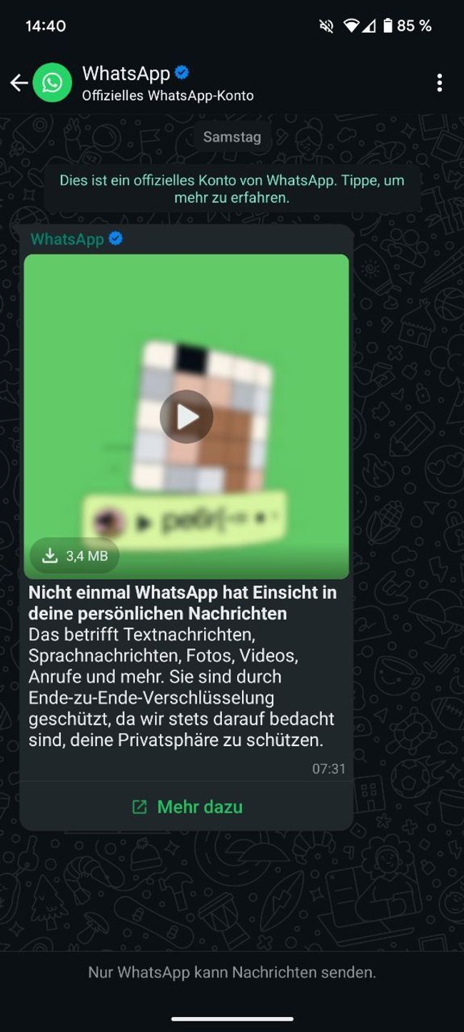 WhatsApp Nachricht Screenshot WhatsApp Nachricht Screenshot