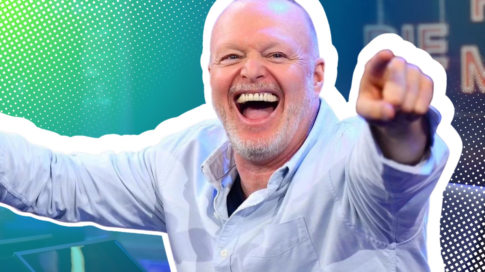 Stefan Raab mit ausgestreckten Händen, zeigt auf etwa. Stefan Raab mit ausgestreckten Händen, zeigt auf etwa.