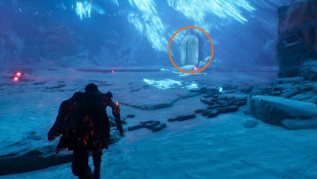 Die Tür steht in der Höhle im Untergrund. Die Tür steht in der Höhle im Untergrund.