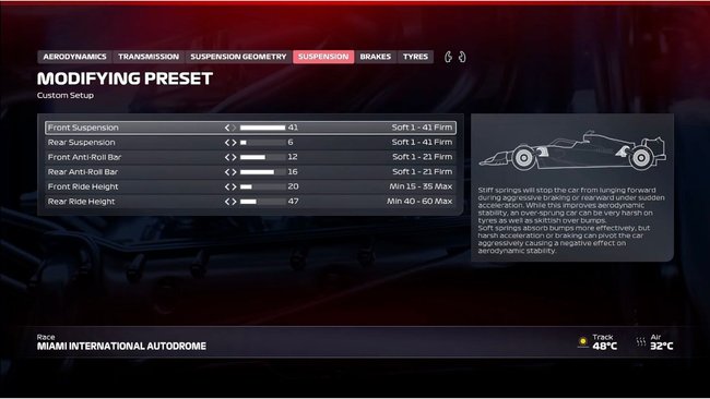 Menü der Setup-Einstellung von F1 25. Menü der Setup-Einstellung von F1 25.