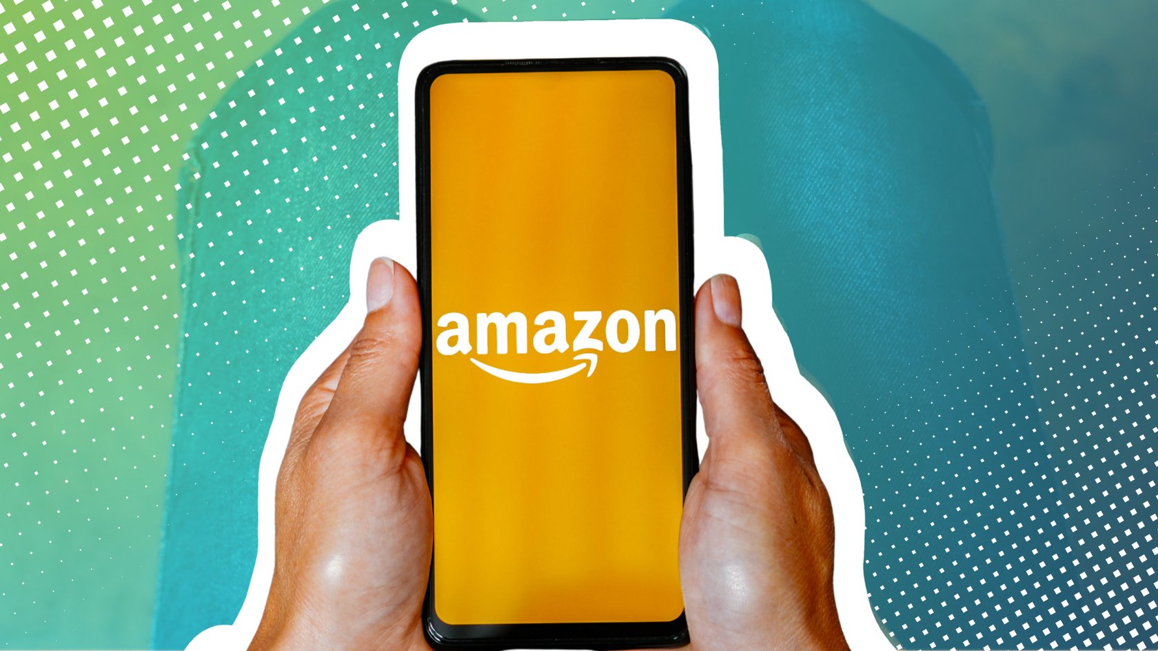 Amazon Logo auf einem Smartphone Display Amazon Logo auf einem Smartphone Display
