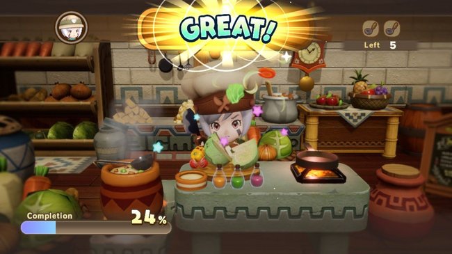 Kochen in Fantasy Life i: Die Zeitdiebin funktioniert über ein spaßiges Mini-Game. Kochen in Fantasy Life i: Die Zeitdiebin funktioniert über ein spaßiges Mini-Game.