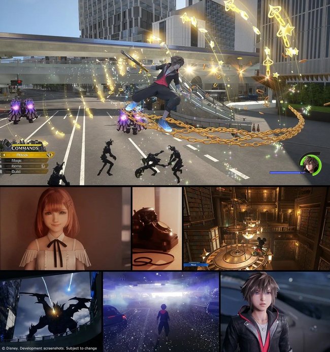 Das Bild zeigt mehrere Szenen aus Kingdom Hearts 4. Das Bild zeigt mehrere Szenen aus Kingdom Hearts 4.