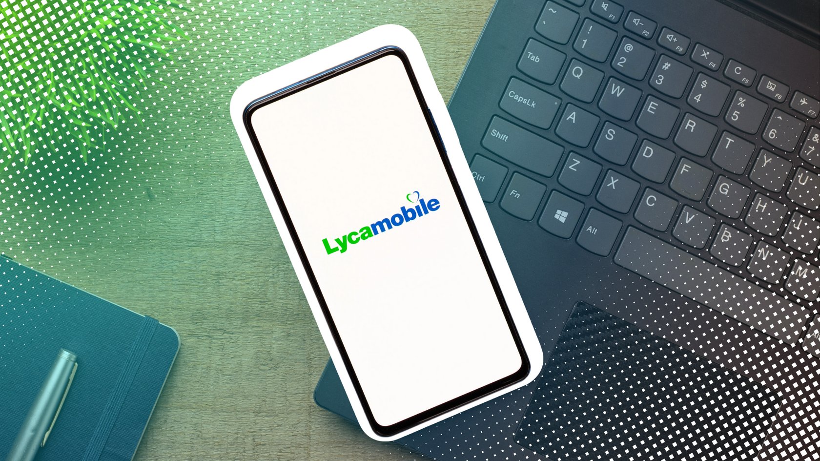 Smartphone mit Lycamobile-Logo Smartphone mit Lycamobile-Logo