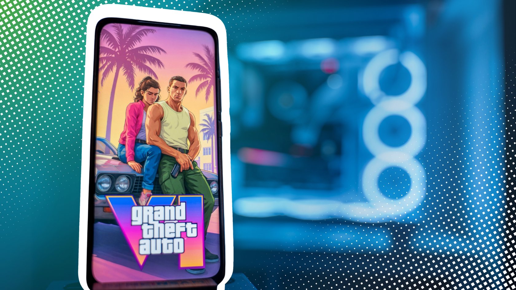 Smartphone mit GTA-6-Cover Smartphone mit GTA-6-Cover