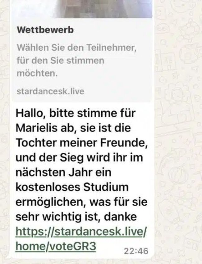 Die WhatsApp-Phishing-Nachricht. Die WhatsApp-Phishing-Nachricht.