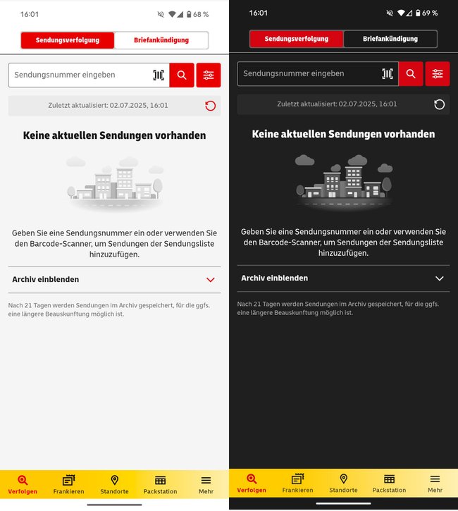 App POst hell und dunkel App POst hell und dunkel