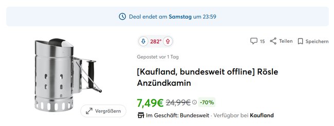 Bei Kaufland gibt es den Anzündkamin von Rösle gerade zum sehr kleinen Preis. Bei Kaufland gibt es den Anzündkamin von Rösle gerade zum sehr kleinen Preis.