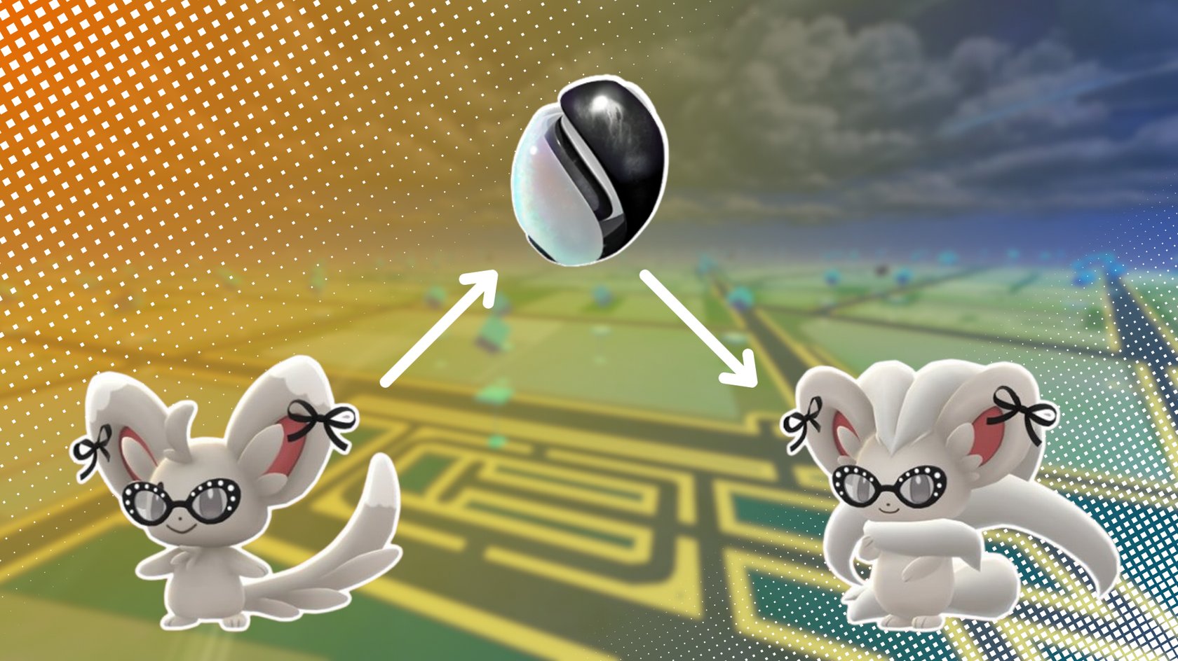 Illustration mit einem stilisierten Hintergrund einer digitalen Stadtkarte. In der Mitte schwebt ein schwarz-weiss glänzender Stein, von dem zwei weisse Pfeile ausgehen: einer nach links unten zu einer kleinen, mausähnlichen Figur mit grossen Ohren, schwarzer Brille und schwarzen Schleifen an den Ohren, und einer nach rechts unten zu einer grösseren, ähnlich aussehenden Figur mit längerer Fellfrisur, ebenfalls mit Brille und Schleifen. Illustration mit einem stilisierten Hintergrund einer digitalen Stadtkarte. In der Mitte schwebt ein schwarz-weiss glänzender Stein, von dem zwei weisse Pfeile ausgehen: einer nach links unten zu einer kleinen, mausähnlichen Figur mit grossen Ohren, schwarzer Brille und schwarzen Schleifen an den Ohren, und einer nach rechts unten zu einer grösseren, ähnlich aussehenden Figur mit längerer Fellfrisur, ebenfalls mit Brille und Schleifen.