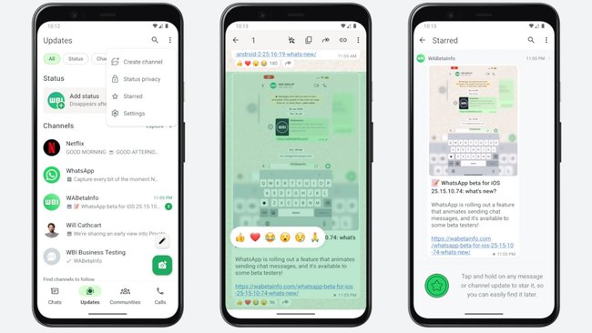 Blick auf die neue WhatsApp-Funktion. Blick auf die neue WhatsApp-Funktion.
