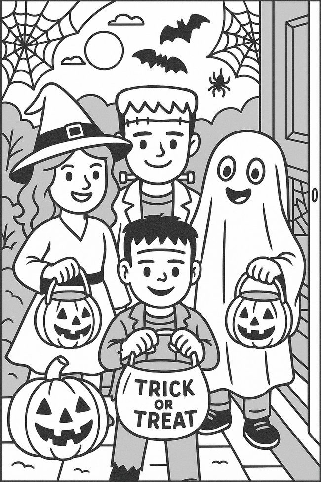 Ein schwierigeres Ausmalbild zu Halloween Ein schwierigeres Ausmalbild zu Halloween