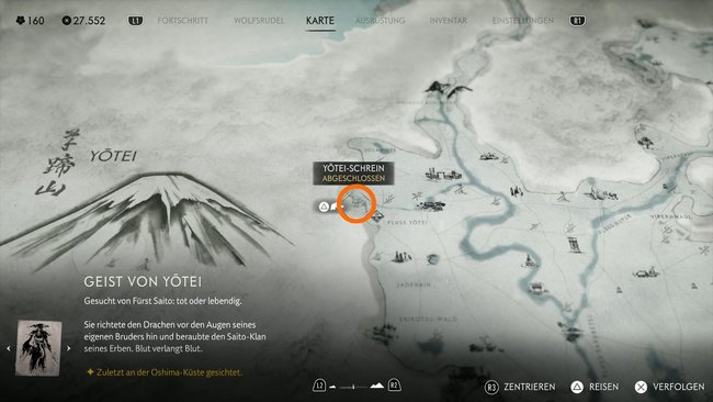 Fundort vom Yotei-Schrein Fundort vom Yotei-Schrein