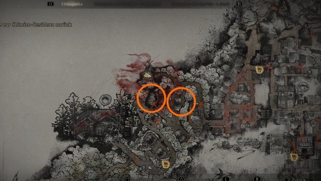 Die letzte Jizo-Statue und ihr Schatz sind nah beieinander. Die letzte Jizo-Statue und ihr Schatz sind nah beieinander.