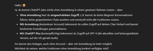 ChatGPT ohne Registrierung ChatGPT ohne Registrierung
