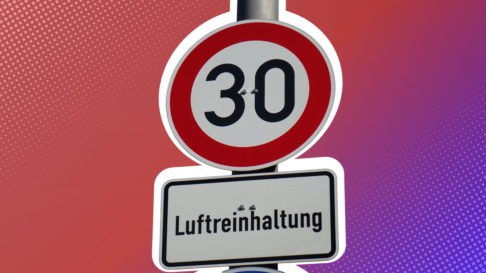 Schild für eine Geschwindigkeitsbegrenzung aus Umweltschutzgründen Schild für eine Geschwindigkeitsbegrenzung aus Umweltschutzgründen
