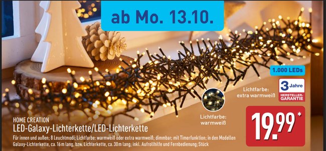 Die LED-Lichterkette bei Aldi Nord. Die LED-Lichterkette bei Aldi Nord.