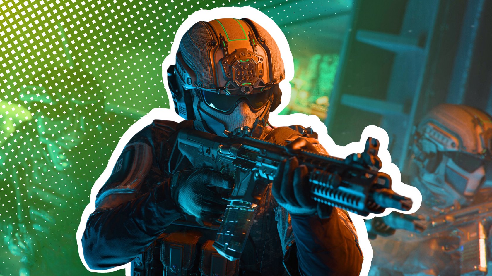 Soldat aus Gewehr im Anschlag aus Call of Duty: Black Ops 7 Soldat aus Gewehr im Anschlag aus Call of Duty: Black Ops 7