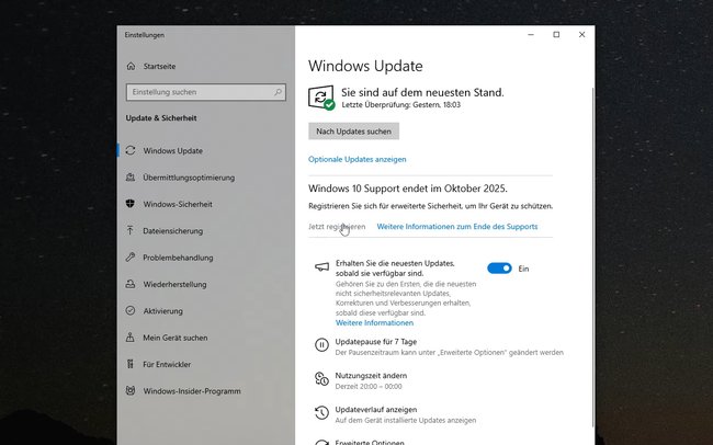Windows 10: Windows-Update-Hinweis zum ESU-Programm Windows 10: Windows-Update-Hinweis zum ESU-Programm