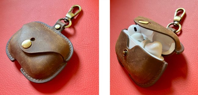 Eine Lederhülle für die AirPods Pro. Eine Lederhülle für die AirPods Pro.